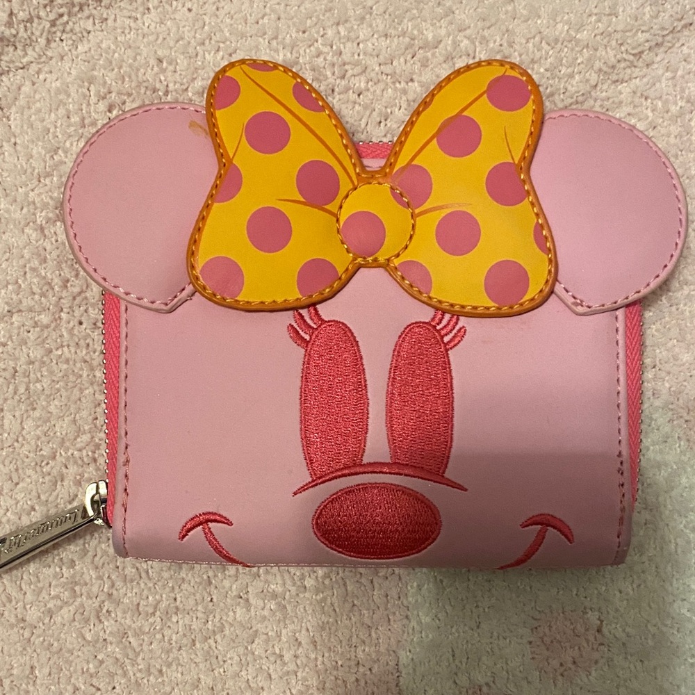 Loungefly Pink Wallet with Yellow Polka Dot Bow